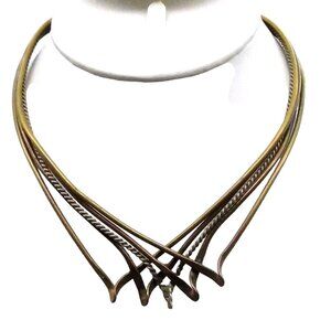 Vintage Mixed Metals Torc Collar Necklace Choker, Copper, Brass, Silver, Unique